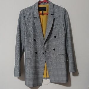 BCBGMaxAzria Gray Glen Plaid Double-Breasted Blazer. NWOT. Size S